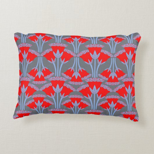 Red Bellflower Accent Pillow | One Owl Artist アクセントクッション (裏面)