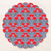 Red Bellflower Scalloped Round Paper Coaster  ペーパーコースター (正面)