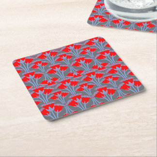 Red Bellflower Square Paper Coaster  スクエアペーパーコースター