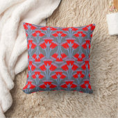Red Bellflower Throw Pillow | One Owl Artist クッション (ブランケット)