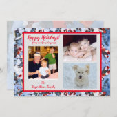 Red Beres in Snow Photo Holiday Card シーズンカード (正面/裏面)