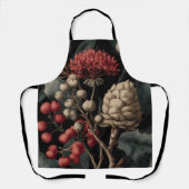 Red Berries and Exotic Seed Pods on Black エプロン (正面)