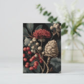 Red Berries and Exotic Seed Pods on Black シーズンポストカード (スタンド正面)