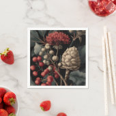 Red Berries and Exotic Seed Pods on Black スタンダードカクテルナプキン (インサイチュ)