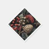 Red Berries and Exotic Seed Pods on Black スタンダードカクテルナプキン (角)