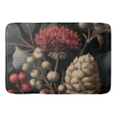 Red Berries and Exotic Seed Pods on Black バスマット (正面)