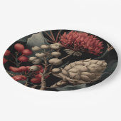 Red Berries and Exotic Seed Pods on Black ペーパープレート (アングル)