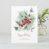 Red Berries Botanical Watercolor Christmas シーズンカード (スタンド正面)