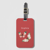 Red Berries Butterflies ラゲッジタグ (正面縦)