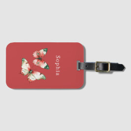 Red Berries Butterflies ラゲッジタグ