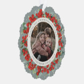 Red Berries + Eucalyptus Christmas Wreath Photo  オーナメントカード (右)