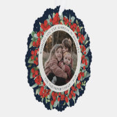 Red Berries + Eucalyptus Holiday Wreath Photo  オーナメントカード (右)