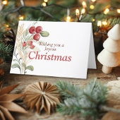 Red Berries Greenery Elegant Christmas シーズンカード