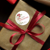 Red Berries Greenery Elegant Christmas ラウンドシール