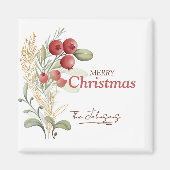 Red Berries Greenery Elegant Name Christmas マグネット (正面)