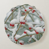 Red Berries in the Snow winter scene ラウンドクッション (裏面)