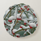 Red Berries in Winter Snow ラウンドクッション (裏面)