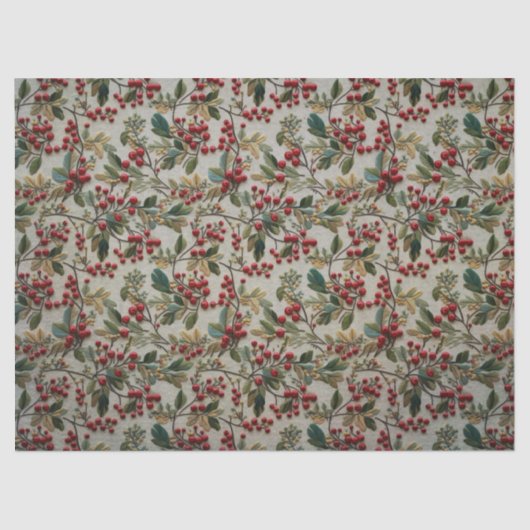 Red Berries Patterned Decoupage 薄葉紙 (正面)