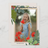 Red Berries Photo Frame Holiday Greeting Card シーズンカード (正面/裏面)