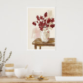 Red Berries Still Life Print Painterly Branches in ポスター (キッチン)