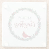 Red Berries Wreath and Red Cardinal Christmas  ガラスコースター (裏面)