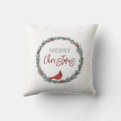 Red Berries Wreath and Red Cardinal Christmas クッション (裏面)