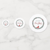 Red Berries Wreath and Red Cardinal Christmas  コンフェッティ (裏面)