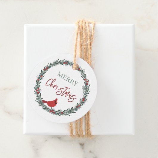Red Berries Wreath and Red Cardinal Christmas  フェイバータグ (インサイチュ)