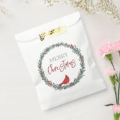 Red Berries Wreath and Red Cardinal Christmas フェイバーバッグ (封をした状態)