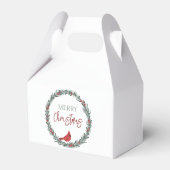 Red Berries Wreath and Red Cardinal Christmas フェイバーボックス (裏面サイド)