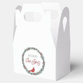 Red Berries Wreath and Red Cardinal Christmas フェイバーボックス (オープン)