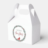 Red Berries Wreath and Red Cardinal Christmas フェイバーボックス (正面サイド)