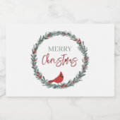 Red Berries Wreath and Red Cardinal Christmas  フードラベル (シングルラベル)
