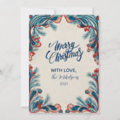 Red Berry & Blue Pine Christmas シーズンカード (正面)