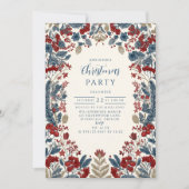 Red Berry & Blue Pine Christmas 招待状 (正面)