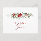 Red Berry Holiday Thank You Card ポストカード (正面)