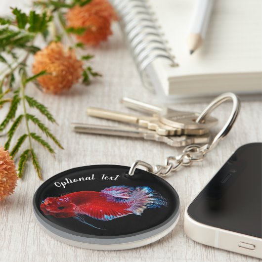Red Betta Fighting Fish キーホルダー (正面右)