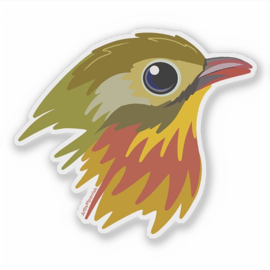Red-Billed Leiothrix Bird—simplified  シール (正面)
