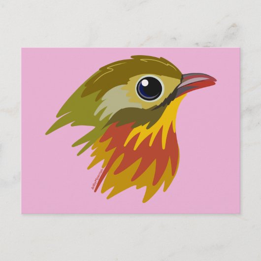 Red-Billed Leiothrix Bird—simplified  ポストカード (正面)