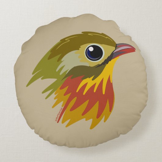 Red-Billed Leiothrix Bird—simplified  ラウンドクッション (裏面)