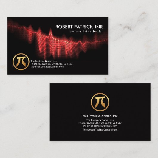 Red Binary Codes Digital Wave Data Scientist 名刺 (正面/裏面)