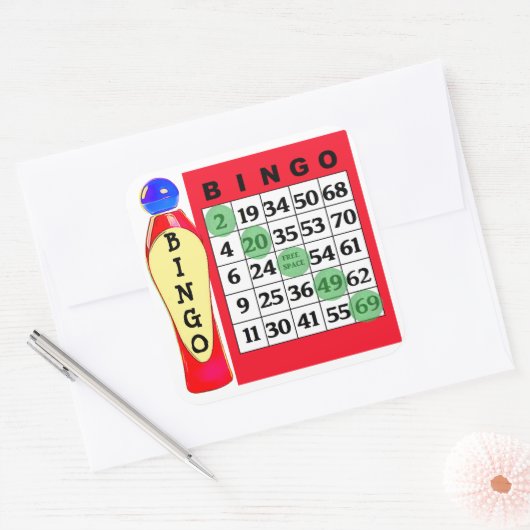 Red BINGOとDauberのスタンプ スクエアシール (封筒)