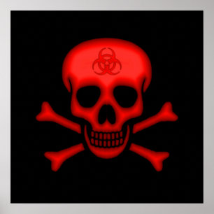Red Biohazard Skull Poster ポスター