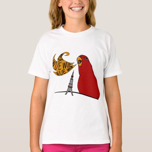 Red birb "GUMIZILLA" wuewuewue... T-Shirt Tシャツ (正面)