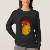 Red bird as portrait in round frame tシャツ (正面)