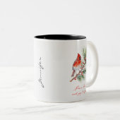 Red Bird Cardinal Christmas Mug ツートーンマグカップ (正面右)