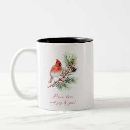 Red Bird Cardinal Christmas Mug ツートーンマグカップ