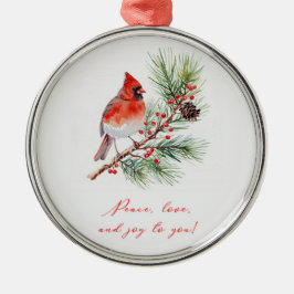 Red Bird Cardinal Christmas Ornament メタルオーナメント