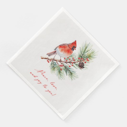 Red Bird Cardinal Christmas Paper Napkin (コーナー)