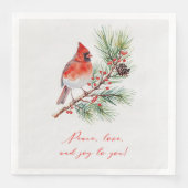 Red Bird Cardinal Christmas Paper Napkin (正面)